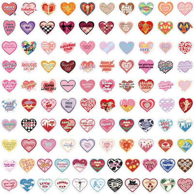 102 Stuks Liefdes Hart Stickers Doe-het-zelf Decoratieve Decals Sticker Verhaal Winkel pink