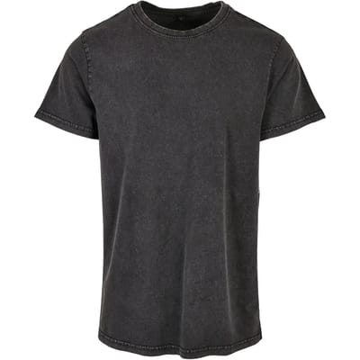 Build your Brand Acid Washed Round Neck Tee BY190 - Black - S