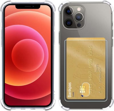 Hoesje Geschikt voor Apple iPhone 11 Pro - Met Pashouder en Kaarthouder - Telefoon Hoes Shockproof - Siliconen Case - Back Cover - Shock Proof - Pasjes Houder - Transparant