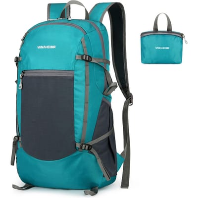 Sac à dos pliable léger, résistant à l'eau, sac à dos de voyage pliable, sac à dos pour hommes et femmes du lac bleu