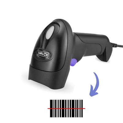 NAVIX 1D Bekabelde Barcode Scanner - Snel en Nauwkeurig Scannen via USB - Plug & Play Handscanner - Scannen van Papier en van Beeldscherm