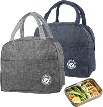 Allecto Premium - 2-Pack geïsoleerde lunchtassen - Opvouwbare koeltassen - Lunchbox koeltassen - Draagbare lunchtassen voor kantoor en buitenpicknick