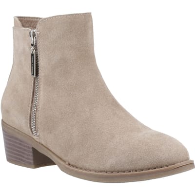 Hush Puppies Ingrid Suède Taupe Enkellaarzen Met Hak Voor Dames
