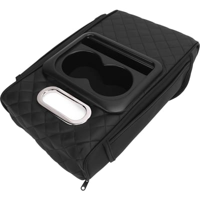 Coussin d'accoudoir de console centrale de voiture Mousse à mémoire de forme Boîte d'accoudoir auto avec porte-gobelet Boîte à mouchoirs pour SUV Camions et Voitures black