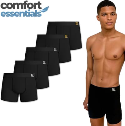 Comfort Essentials Boxershort Heren -Zwart M - 5 Pack - Boxershorts Heren - Lange Pijp