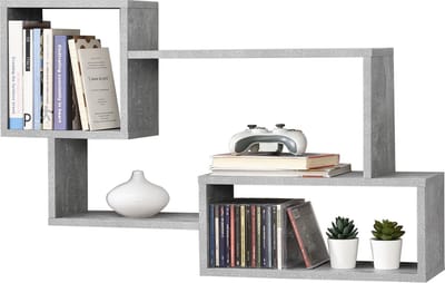 Wandplank Kvinesdal met 3 vakken 87x18x54 cm betonkleurig