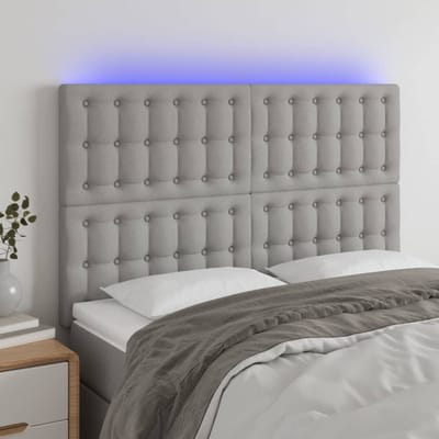 vidaXL - Hoofdbord - LED - 144x5x118/128 - cm - stof - lichtgrijs