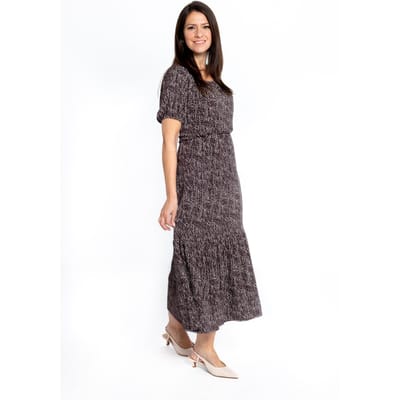 Bruine maxi jurk met dierenprint