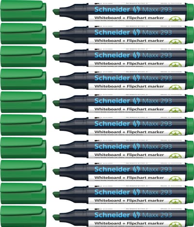 Schneider whiteboardmarker - Maxx 293 - beitelpunt - groen - 10 stuks - voor whiteboard en flipover - S-129304-10