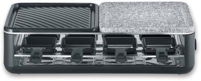 Severin RG 2366 Black Line gourmetstel - Natuursteen en keramisch grilloppervlak - 8 Personen - Temperatuurinstelling - Vaatwasserbestendig - 8 Pannetjes met parkeerfunctie
