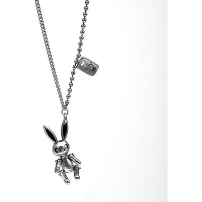 HipHop 925 Sterling Zilver Uitgesneden Dieren Konijn Bedel Hanger Ketting Voor Vrouwen Bruiloft Feest Sieraden Choker Kraag Cadeau gray
