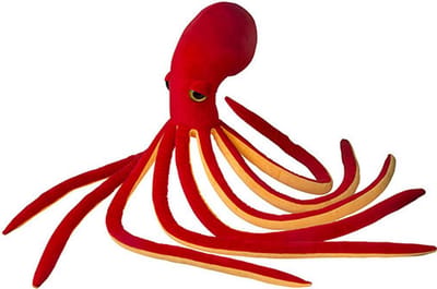 Nature Planet Pluche knuffel octopus - inktvis - van 50 cm - rood - Speelgoed knuffeldieren - inktvissen