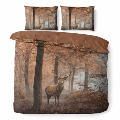 Decoware Dekbedovertrek Autumn Deer 200x220 cm – Katoen Renforcé – Natuur Thema - Met Kussenslopen - Tweepersoons
