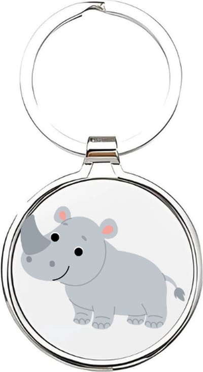 Akyol - neushoorn Sleutelhanger - Neushoorn - dierenliefhebbers - dierentuindieren - rhino - badak - safari - witte neushoorn - grijze neushoorn - afrikaanse neushoorn - zoogdieren - dieren - hoefdier - 4 x 7,5 CM
