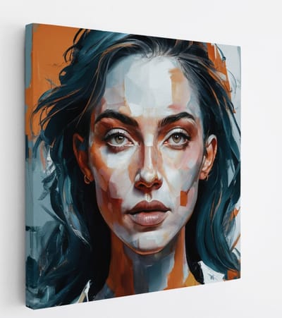 Saammp Canvas Schilderij - Vrouw - Oranje - abstract - 20x20 - Foto op canvas - Wanddecoratie - Muurdecoratie Woonkamer - Slaapkamer decoratie - Canvas Print