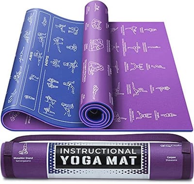 Yogamat met Draagriem en 75 Geïllustreerde Yogahoudingen en Rekoefeningen