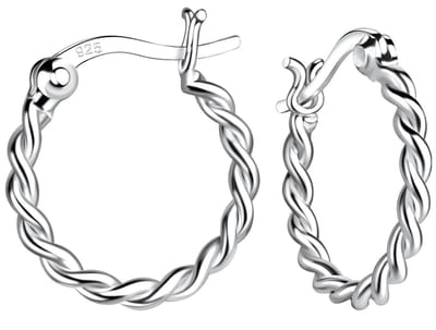 Joy|S - Zilveren oorringen 12 mm / 2 mm - twisted gedraaid - Franse sluiting