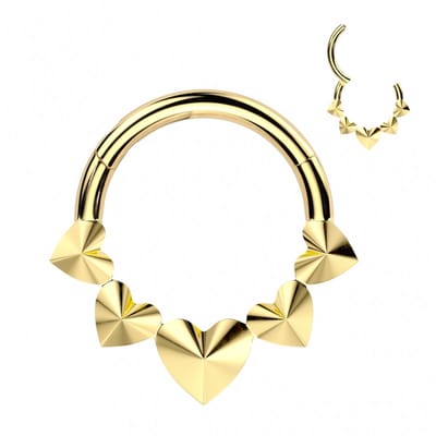 Piercing titanium front hartjes ring 1.2x10 - goud - LMPiercings