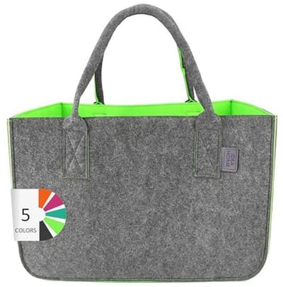 Grote Filztasche Shopper - 30 Liter XXL - Samenvouwbare Winkelmand voor Boodschappen, Opbergen en Decoratie - Donkergrijs/Zwart