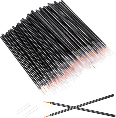 100 Stuks Wegwerp Eyeliner Brushes - Ultra Fijne Punt Applicators voor Oogmake-up en Cosmetica Tools (Zwart, Geel)