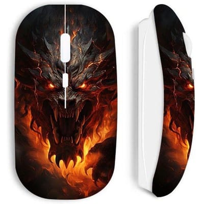 Souris - Maniacase - Dragon Noir Du Feu - Sans Fil - Optique - Clé USB Wifi