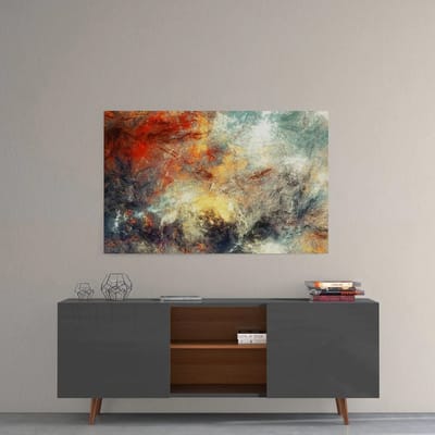 Glasschilderijen Abstract - Pastelkleuren - Muurdecoratie - Schilderijen - Op Glas - 110x70 cm