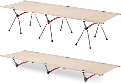 Opvouwbaar veldbed - Campingbed volwassenen - Buiten slapen - Extra breed design - 180 cm lengte - Kaki
