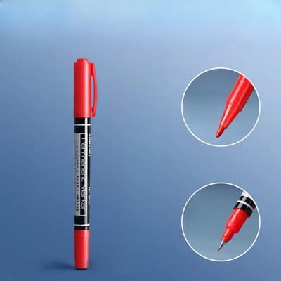 Dubbelzijdige Permanente Marker Rood – Rode Stift – Fijne & Brede Punt – Watervaste Permanent Marker – Voor Papier, Karton, Kunststof, Glas, Metaal en Hout