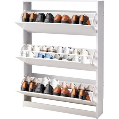 VEVOR schoenenkast met 3 neerklapbare deuren, ruimtebesparend schoenenrek, vrijstaande schoenenrekorganizer voor entree, hal, woonkamer, veranda, modern schoenenrek 800 x 220 x 1165 mm wit