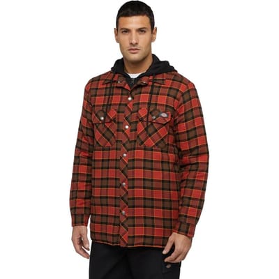 Dickies Heren Flanellen Overhemd met Capuchon (Rood Oker)