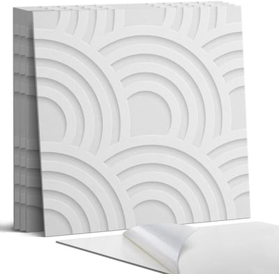 Coloray Wandpanelen Zelfklevend - Golvende patronen op de achtergrond Zelfklevende Wandpanelen - 50 cm x 50 cm - Wit Wandpaneel PVC - 4 stuks - Texturen Wandpanelen Zelfklevend - Wandbord Keuken - Wandpaneel Badkamer