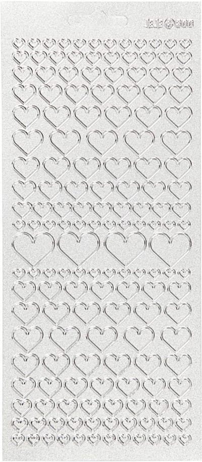 Stickers, harten, vel 10x23 cm, zilver, 1 vel