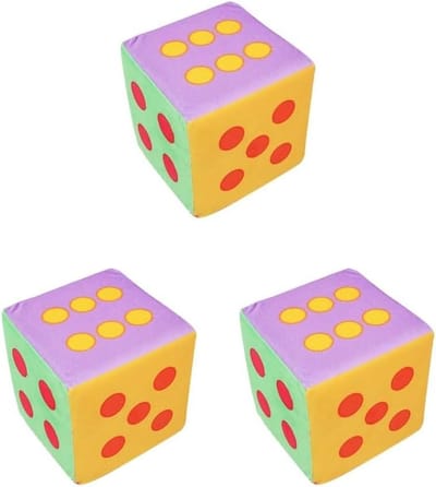 Grote Schuim Dobbelstenen - Zachte Speelstenen - Leren Spelen - Met Belletje - 15cm Set - Multicolor