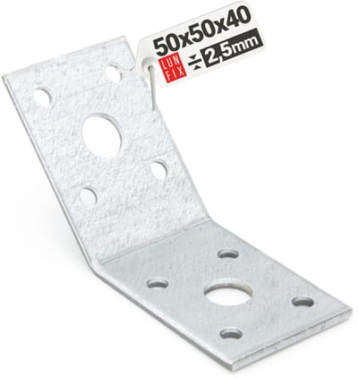 LUN FIX - Hoekverbinder 50 x 50 x 35 mm - 135° Graad - 2,5 mm Sterk - Zwaar Verzinkt