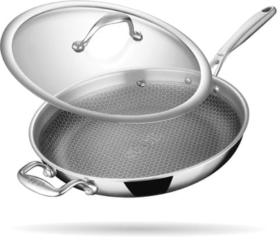 Hybride braadpan van roestvrij staal met krasbestendige antiaanbaklaag - 28 cm