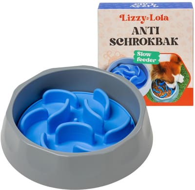 Lizzy & Lola - 2-in-1 voerbak en anti schrokbak - Slow feeder - Hond en kat - Sky Blue