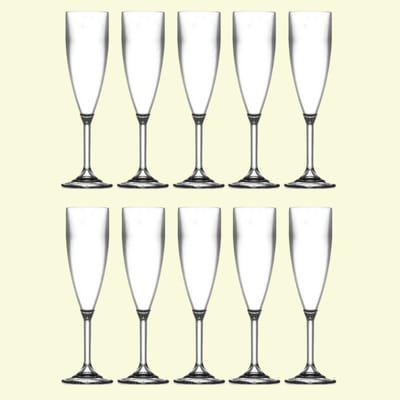 OneTrippel - Champagneglazen - Onbreekbare glazen - Wijnglazen 10 stuks - Set Glazen - 19 cl - Kunststof Glazen - Plastic wijnglazen