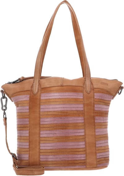 FREDsBRUDER Leren Schoudertas Good Mood Shopper Sand & Rose Lichtbruin