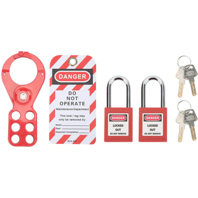 Lockout Tagout Kit Met Veiligheidshasp Hangslot Loto Tag Sleutels Sabotagebestendig voor Industriële Apparatuur red