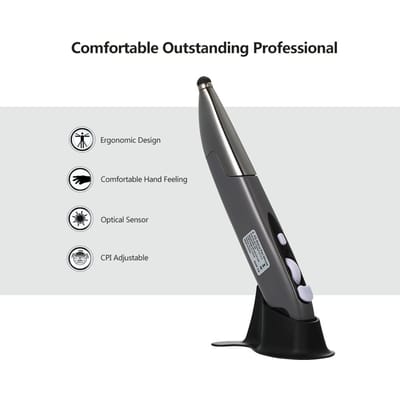 2.4G draadloze 3-niveau verstelbare 800/1200/1600CPI optische touchpenmuis met web scrollen voor pc grijs
