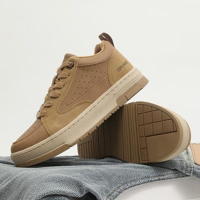 Winter Warm Twee Katoen Heren Sneakers Board Schoenen Casual Herenschoenen Trendy Platform Hoogte Verhogend Antislip 44 Chocola