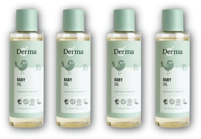 Derma Eco Babyolie - 4 x 150 ml - Hypoallergeen - Parfumvrij - met Vitamine E - voor Gevoelige Babyhuid