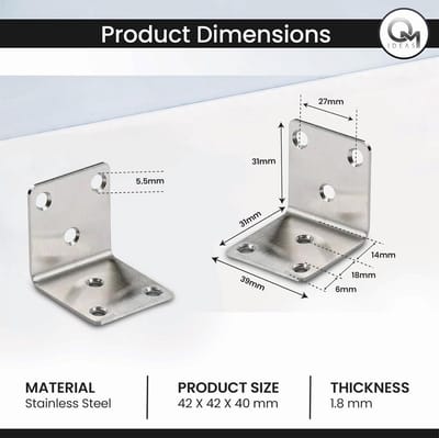 10x L-Hoekverdeler 40x40x40mm - Metalen Beugels voor Houtverbinding & Reparatie (Zilver)
