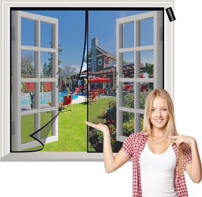 Magnetisch Vliegengordijn voor Raam - 55x75cm - Houd Insecten Buiten, Laat Frisse Lucht Binnen