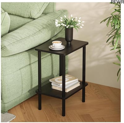 RFWR® Smal Houten Bijzettafel met 2 Niveaus en Opbergruimte voor Woonkamer, Slaapkamer en Balkon