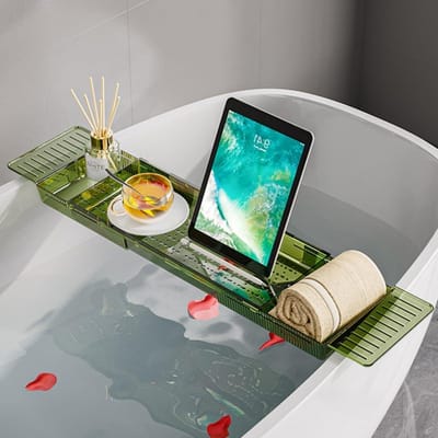 Verstelbare Badkuipbak - Bad Accessoire Caddy - Ontspannend Baden - Uitbreidbaar Ontwerp - Tot 80 cm - Groen