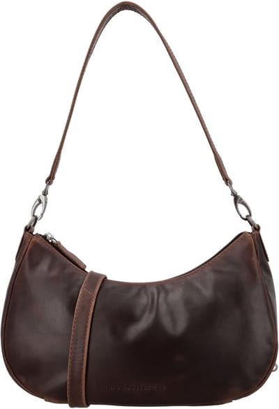 Hide & Stitches Japura Schoudertas Unisex - Crossbodytas met telefoonvak - Tas van 100% Leder met ritssluiting - Donkerbruin
