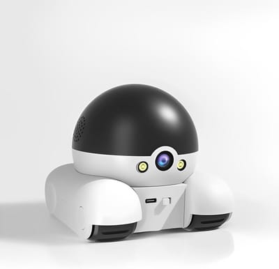 Robotcamera op Wielen - Verplaatsbare Camera - Huisdieren Bewaken - Dubbele Lens Panoramisch - 1080p - Wit