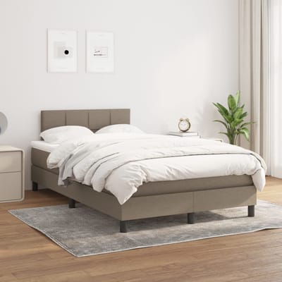 vidaXL - Boxspring - met - matras - stof - taupe - 120x200 - cm