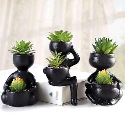 Unyqoos ® Creatieve Miniatuur Kamerplanten in Unieke Menselijke Vormen – Set van 3